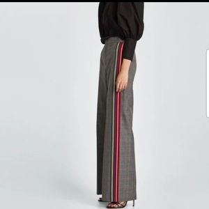 Zara Micro Plaid Side Stripe Pants Small